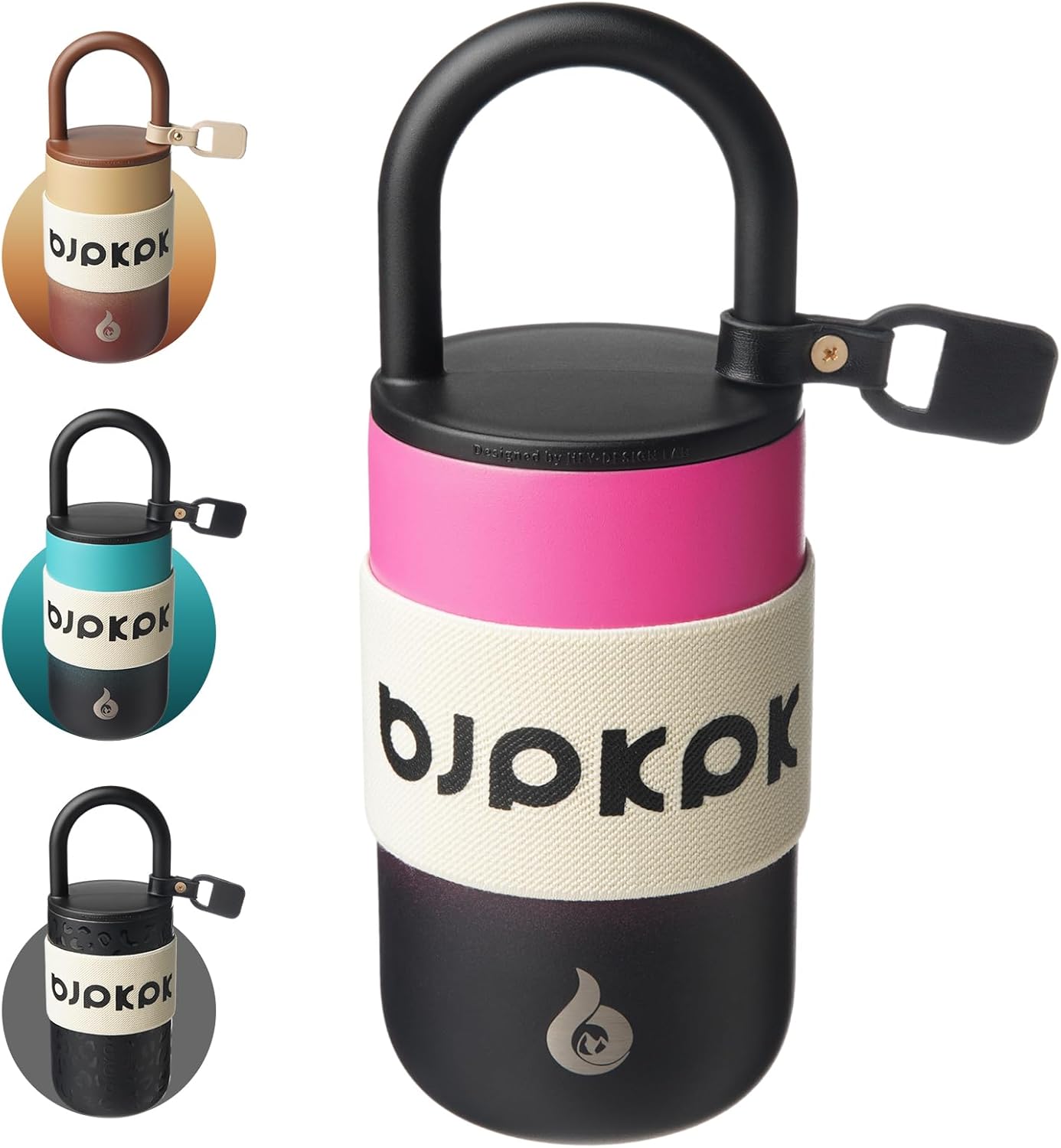 BJPKPK 13oz Insulated Stainless Steel Loop Tumbler With Lid And Handle Travel Coffee Mug Thermal Cup,Latte