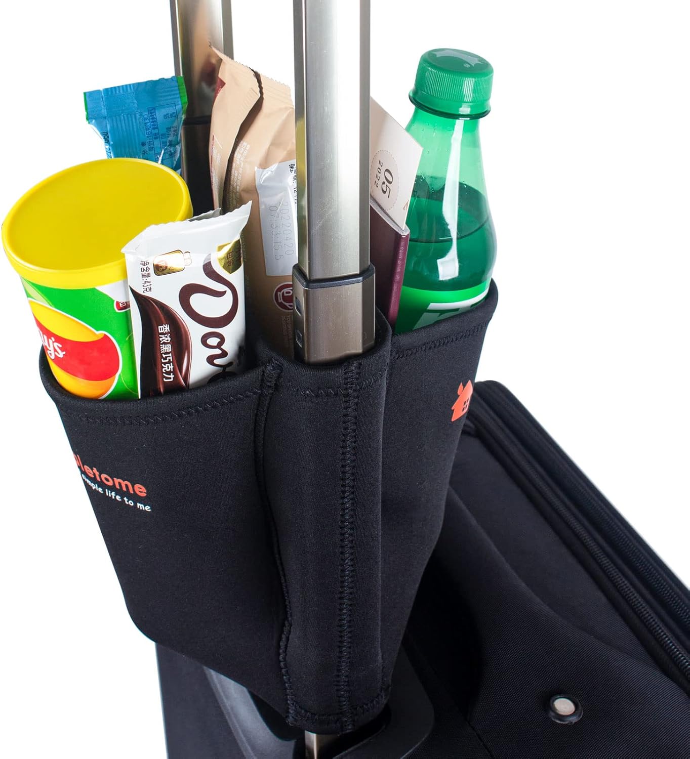 simpletome Luggage Travel Cup Holder Hands-Free Drink Caddy Attachment Drinks Carrier for Drink Beverages Coffee Mugs (Grey)