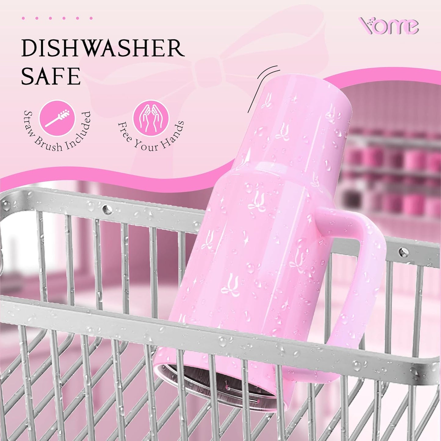 YOME 40oz Nurse Tumbler with Handle and Flip Straw | Stainless Steel Insulated Water Bottle | Keeps Drinks Cold | Dishwasher Safe | Cupholder Friendly | Gift Gym Travel Yoga