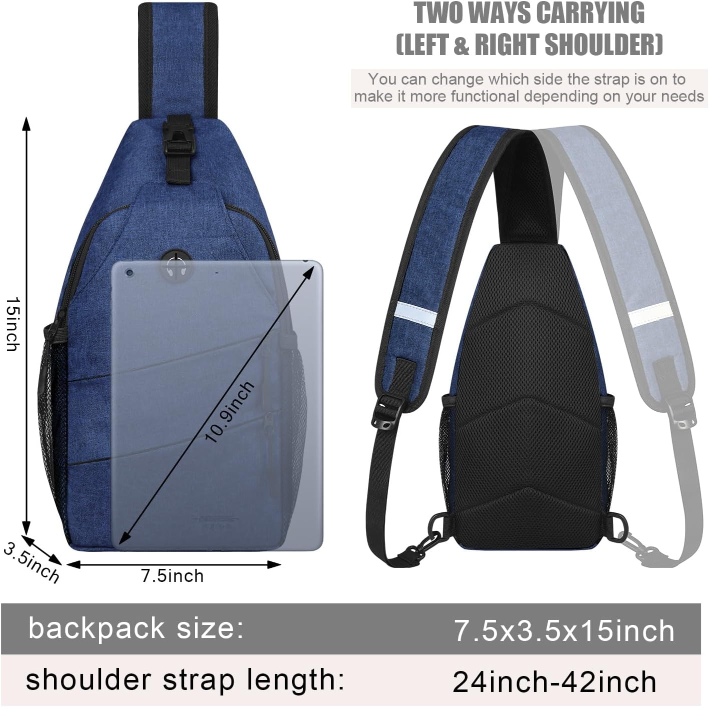 Pritent Crossbody Bags for Women Men Trendy Sling Bag Backpack Casual Chest Bag with Convertible Shoulder Strap