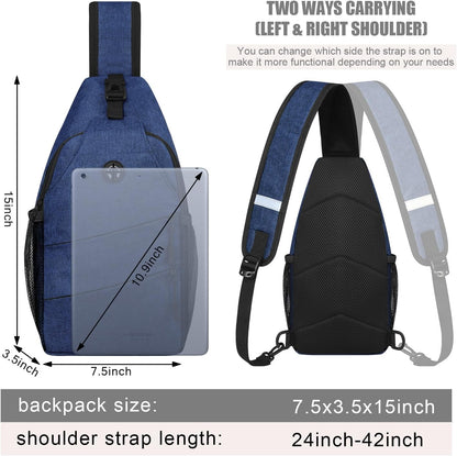 Pritent Crossbody Bags for Women Men Trendy Sling Bag Backpack Casual Chest Bag with Convertible Shoulder Strap