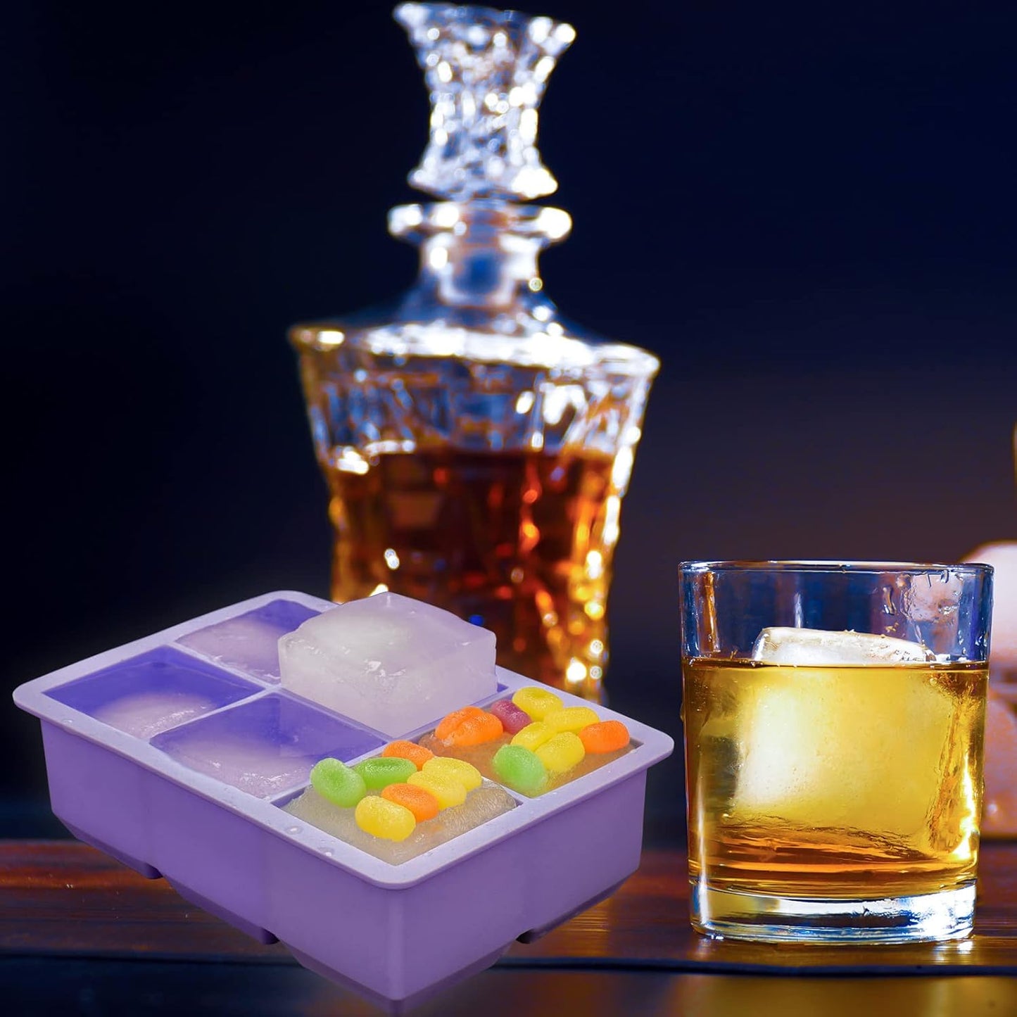 Excnorm Silicone Ice Cube Trays 3 Pack - Large Size Silicone Ice Cube Molds with Leak Proof Removable Lid Square Ice Cube Tray And BPA Free for Cocktail,Whiskey, Stackable Flexible Ice
