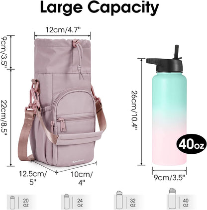 sportsnew Water Bottle Holder 40oz Crossbody Insulated Cup Sleeve Water Bottle Carrier Sling Bag with Phone Pocket, Walking