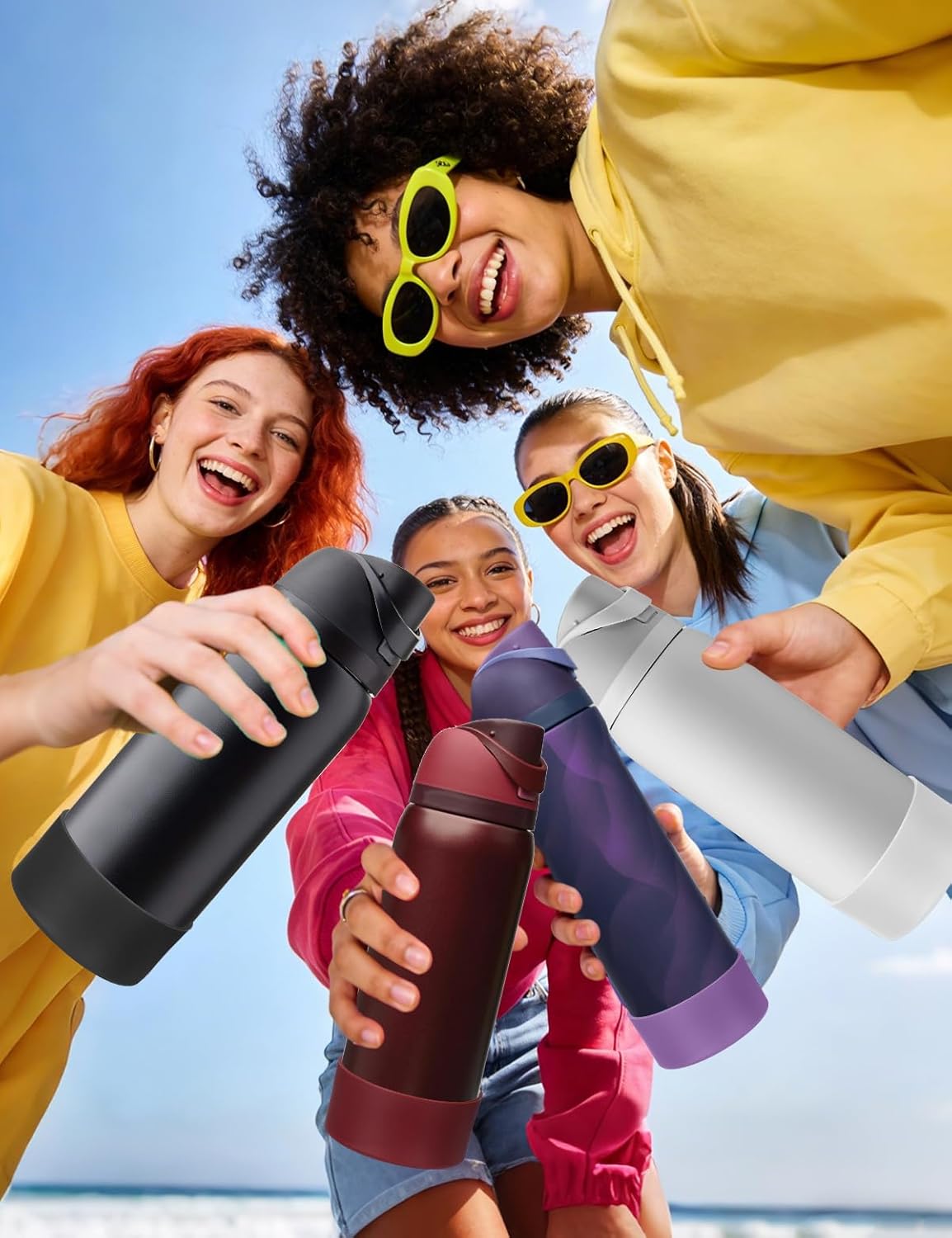 Mity rain 2PCS Silicone Boot for Owala Water Bottle 24 oz 32 oz, Anti-Slip Protective Sleeve Bottom Bumper Protector for FreeSip Stainless Steel Water Bottles Accessories