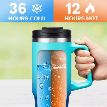 30 oz Tumbler with Handle and Straw - Keep Cold 36H & Hot 12H, Metal Coffee Cup with Lid (Straw & Flip Lid), 30oz Insulated Stainless Steel Thermal Mug, Leak-proof Travel Water Bottle