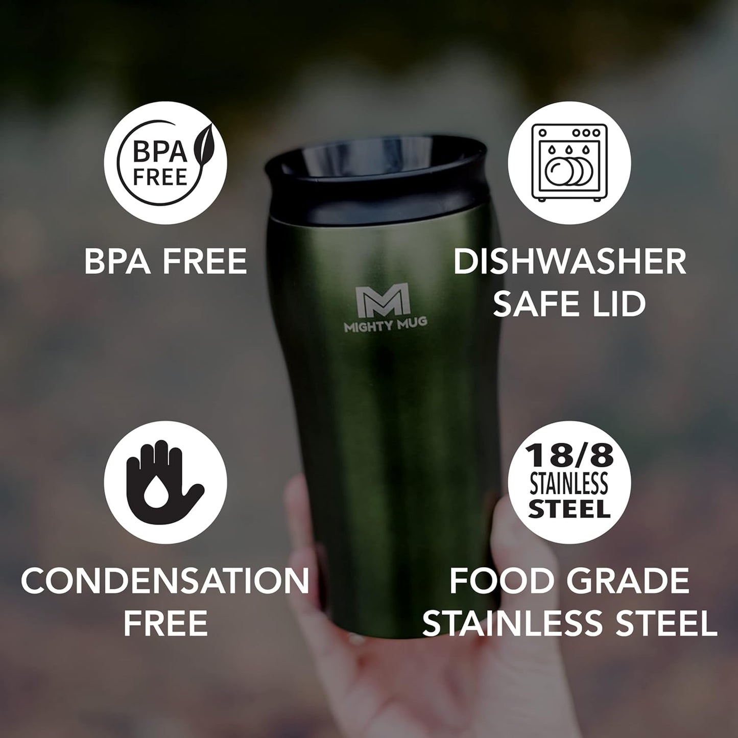 Mighty Mug | The Untippable Mug | Grips When Hit, Lifts for Sips | Insulated Stainless Steel Tumbler | Cupholder Friendly | Gifts for Women Men All | Leakproof | 6 Hour Hot / 24 Cold | 16oz | Teal