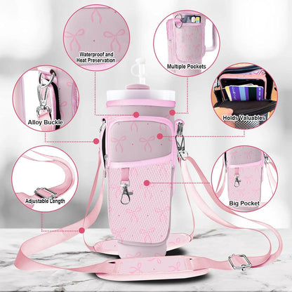 Stanley Carrier Bag for Stanley 40oz/30ozTumbler with Phone with 2 Adjustable Strap,3 Pockets Bottle Stanley Cup Carrier Bag & Case,Accessories for Hiking Travelling