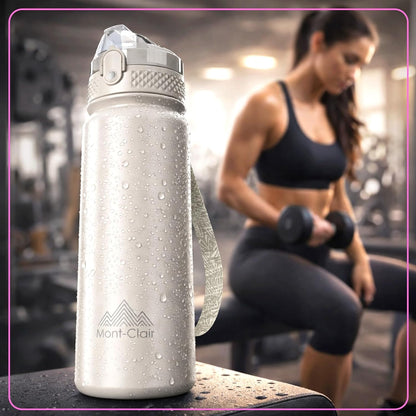 Mont-Clair Sport Water Bottle - 20oz Insulated Water Bottle with Straw - Patented Lid, BPA FREE, For Sports, Gym, Cycling, Bike - Quick Hydration - Black