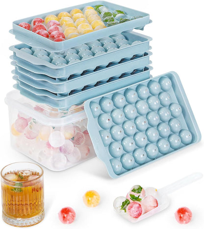 Optish 3 Pack Ice Trays for Freezer, 99 PCS Ice Cube Tray with Lid and Bin, Round Ice Cube Mold, Circle Ice Maker for Chilling Drinks (0.8 inch, Pink)