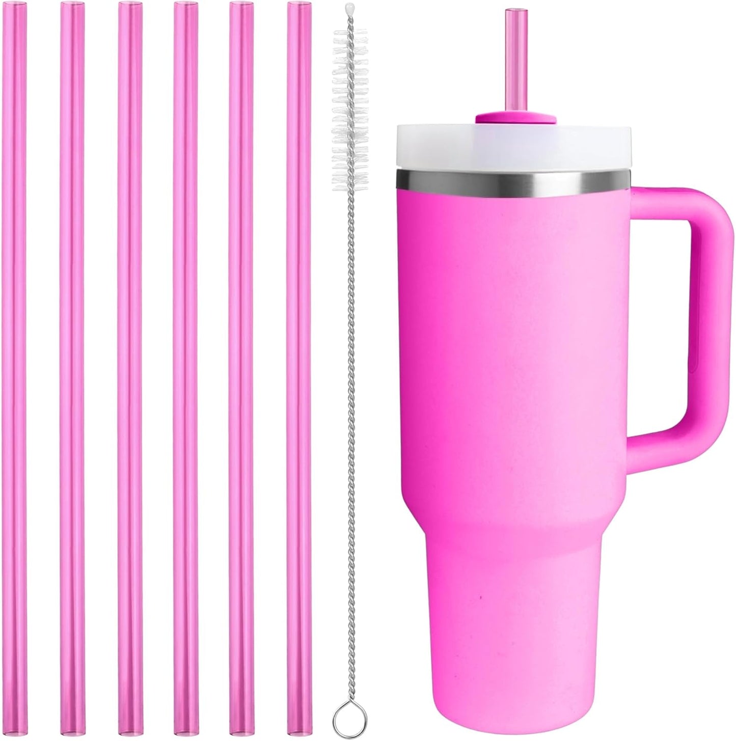 Replacement Straw Compatible with 40 oz Stanley Quencher Tumbler, 12 Inch Extra Long Reusable Plastic Straws for 40 Oz Cup,Clear-6 Pack