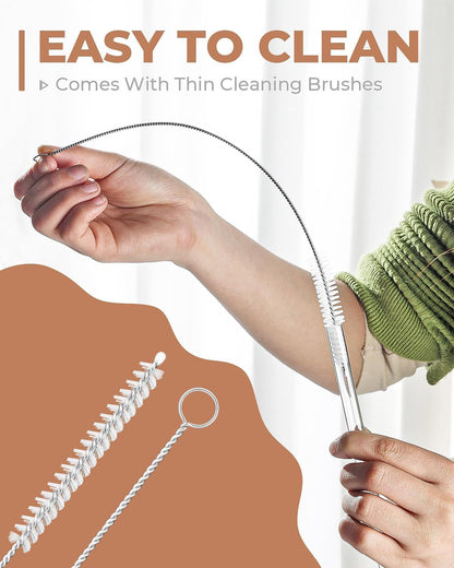 Foogwee® 20 Packs Reusable Glass Straws Set, 8.5'' x 10mm Clear Drinking Straws for Smoothies, Shakes, Coffee, Juice, Sodas, Milk, Tea, Cocktails, Set of 8 Straight and 8 Bent with 4 Cleaning Brushes