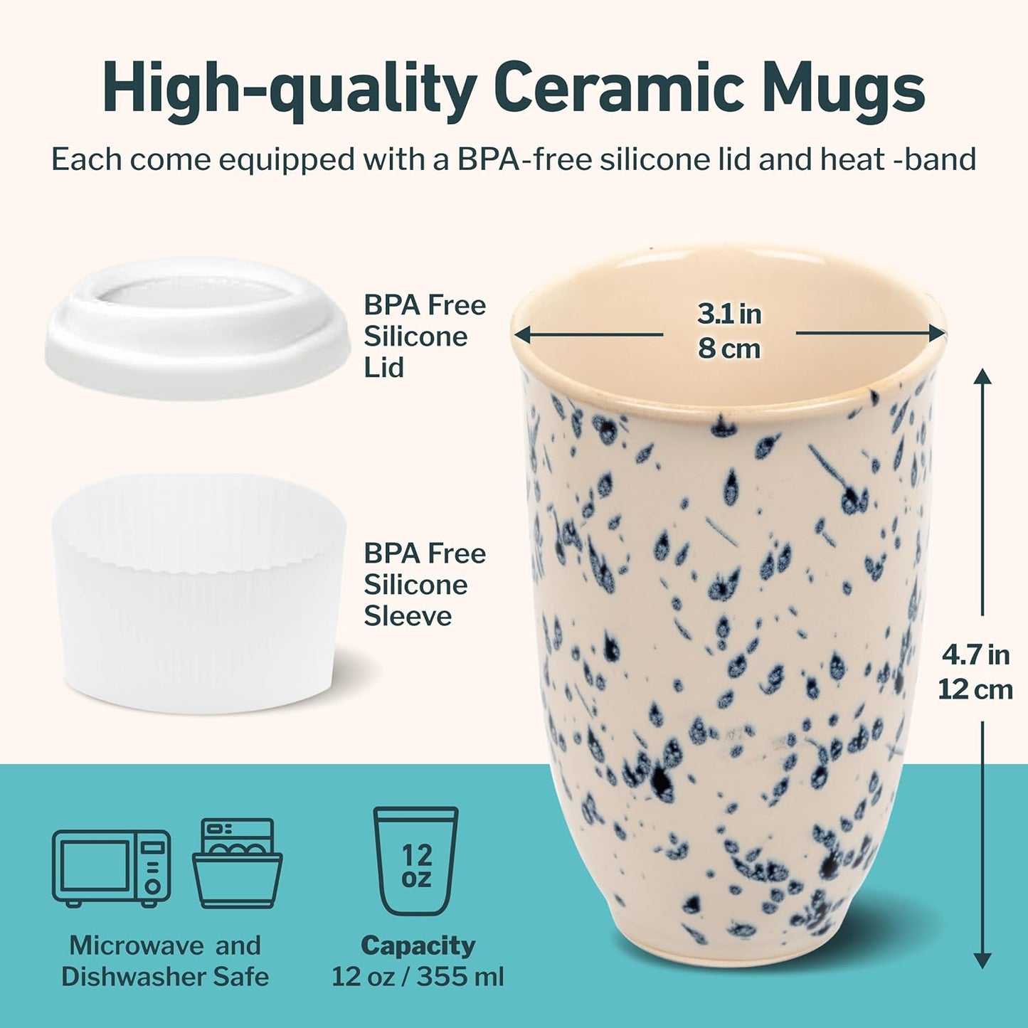 NOVA CERAMICS Coffee Tumbler – Travel Mug - On the Go Coffee Mug – Microwave & Dishwasher Safe Green Coffee Tumbler - Gifts For Women Men Him Her – 16oz – Monsoon