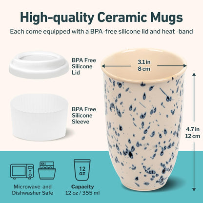 NOVA CERAMICS Coffee Tumbler – Travel Mug - On the Go Coffee Mug – Microwave & Dishwasher Safe Green Coffee Tumbler - Gifts For Women Men Him Her – 16oz – Monsoon