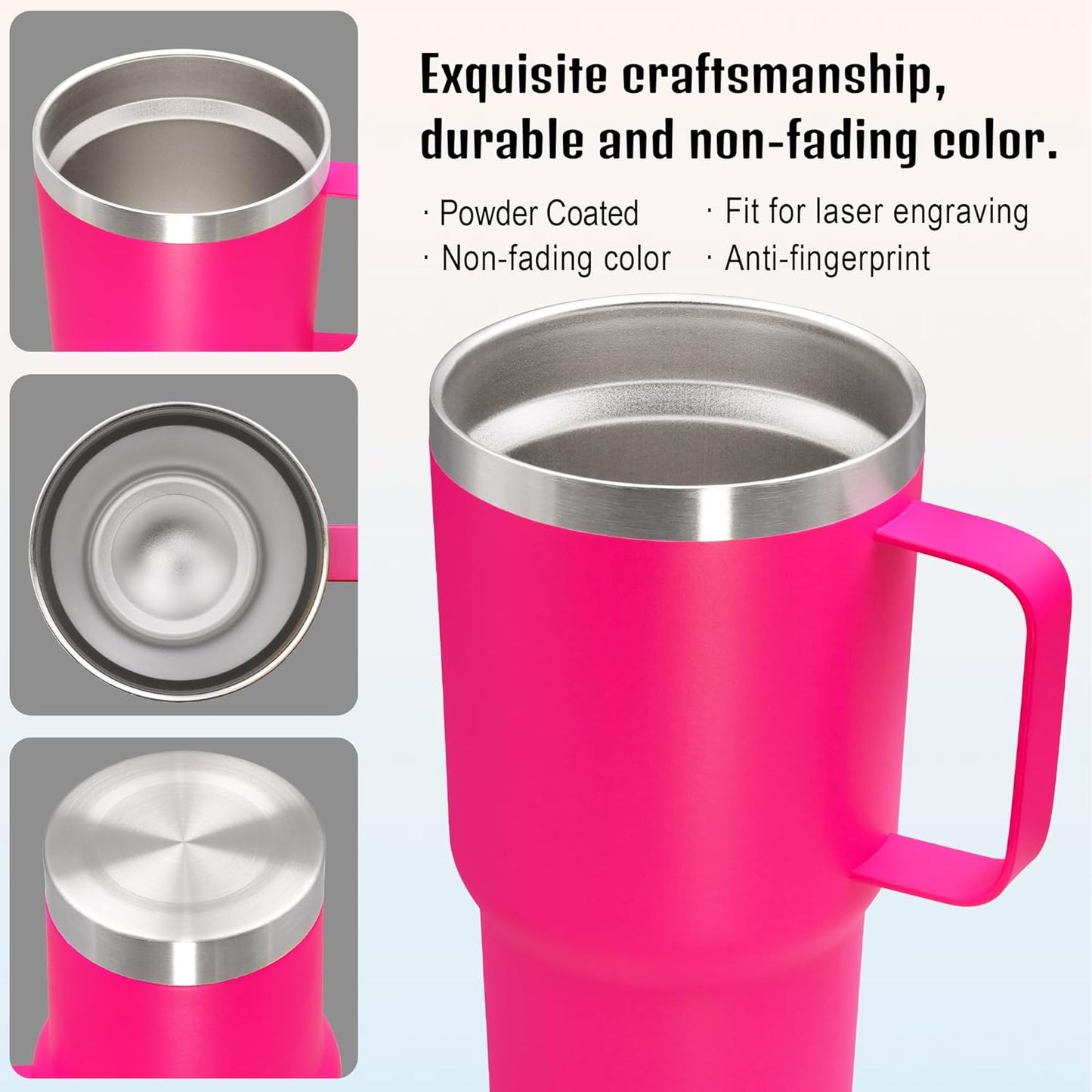 20 oz Tumbler with Handle and Lid, Stainless Steel Tumbler Insulated Travel Coffee Mug, Spill Proof Double Wall Vacuum Tumbler Cup Keep Drink Hot & Cold,White, 1 Pack