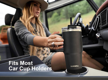 SUNWILL 20 oz Tumbler with Handle and Straw Leak Proof,Travel Coffee Mug with Lid, Stainless Steel Cup Insulated for Office & Gym, Cupholder Friendly, Powder Coated Orchid