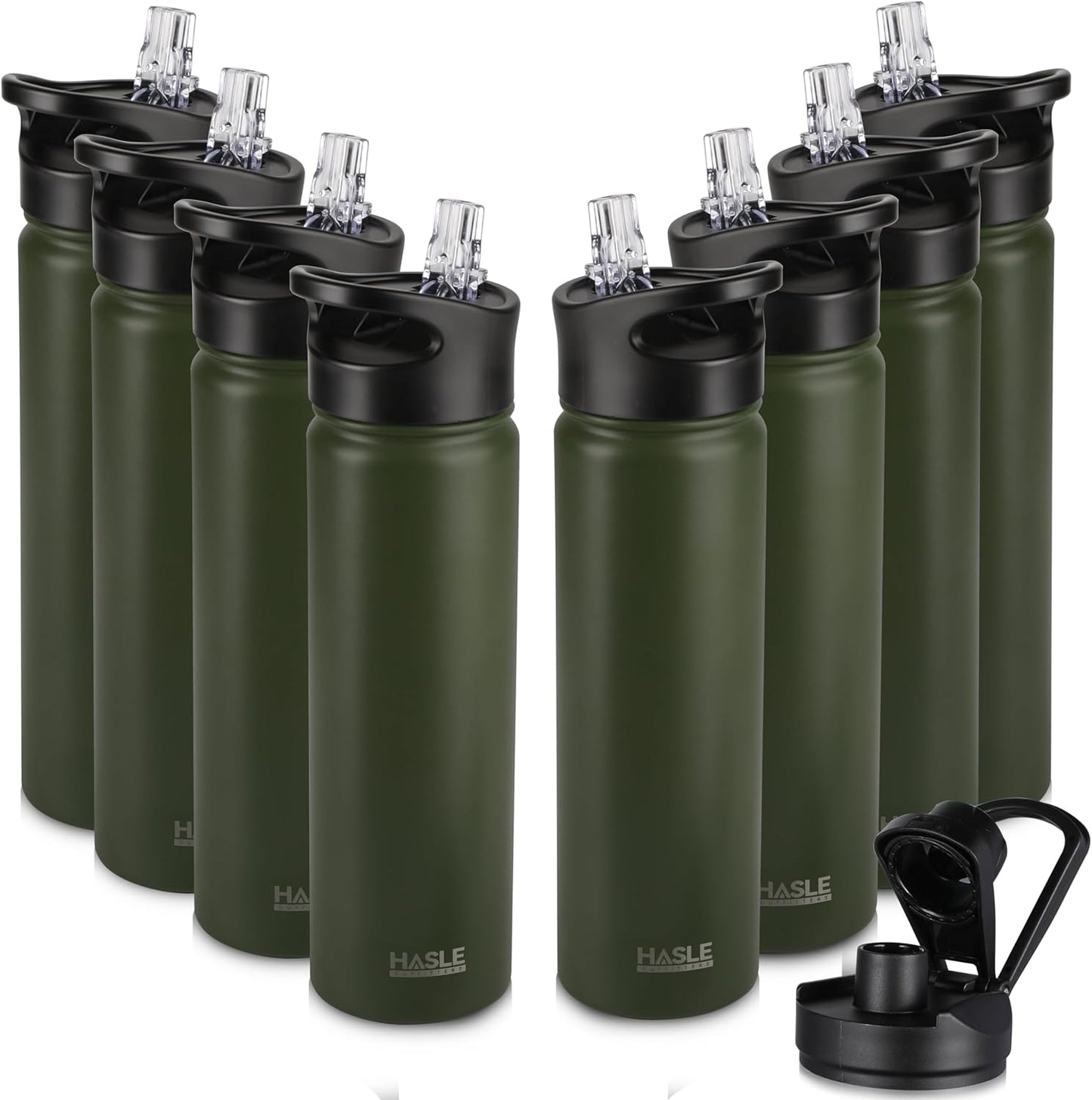 HASLE OUTFITTERS 32 oz Insulated Water Bottle Stainless Steel Double Walled Vacuum Sports Water Bottle with 2 Lids (Straw and Spout Lid) for Gym Camping Hiking(Black,1)