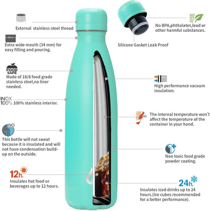 BJPKPK Insulated Water Bottle 12oz Small Stainless Steel Water Bottles Reusable Metal Thermal Keep Cold and Hot,Dreamy Purple - Colors A