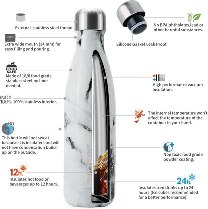 BJPKPK Insulated Water Bottle 12oz Small Stainless Steel Water Bottles Reusable Metal Thermal Keep Cold and Hot,Dreamy Purple - Colors A