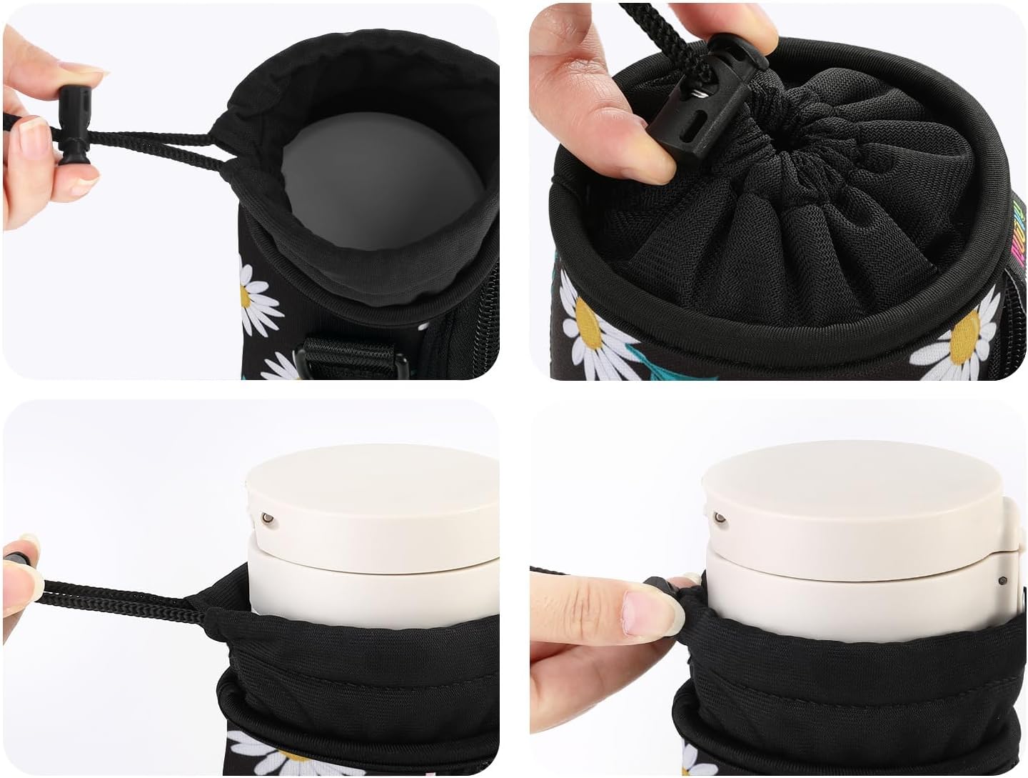 Nuovoware Water Bottle Carrier Bag,25oz/40oz/64oz Bottle Pouch Holder,Adjustable Shoulder Hand Strap 2 Pocket Sling Neoprene Sleeve Sports Accessories for Hiking Travelling Camping