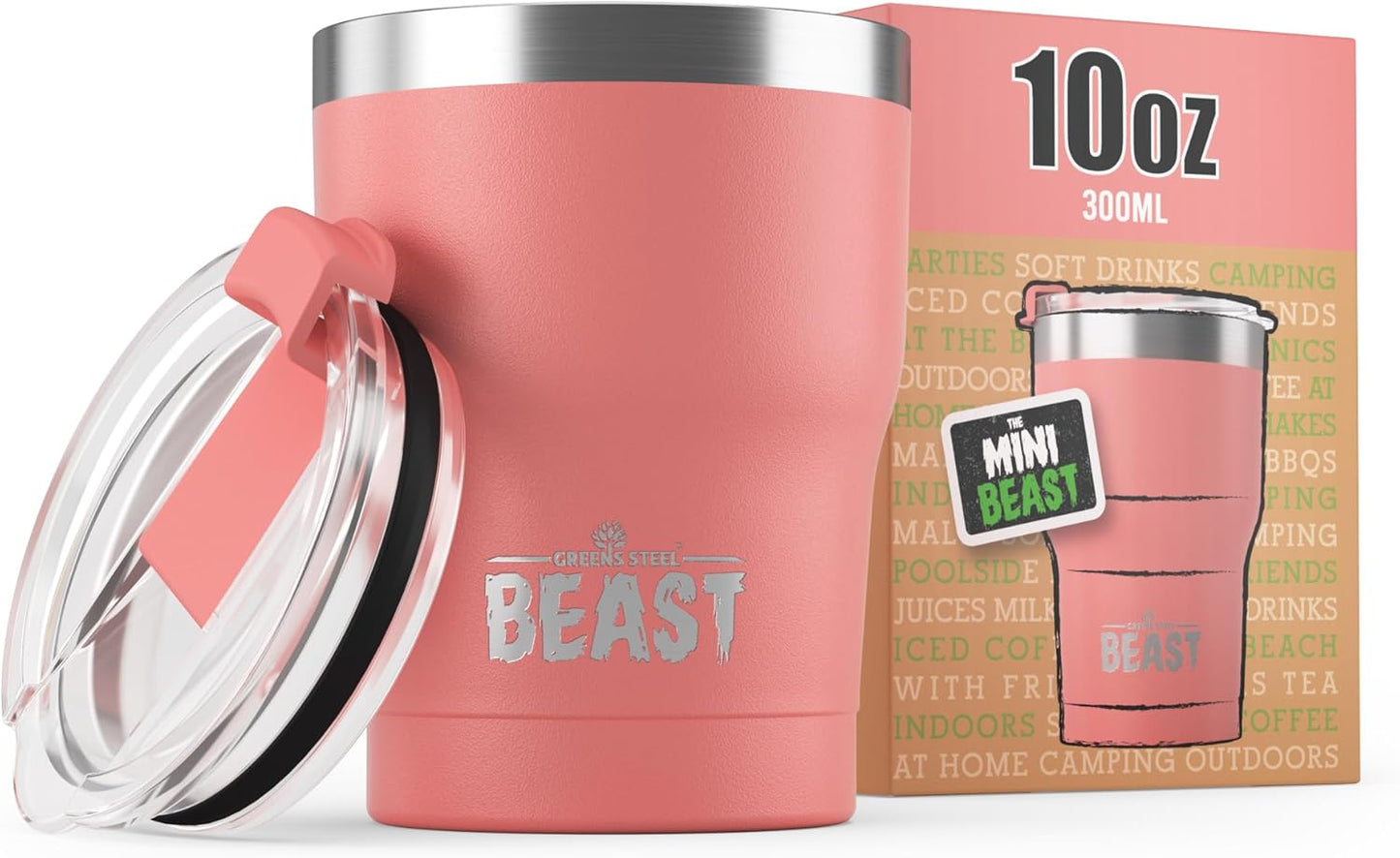 Beast 10 oz Tumbler Stainless Steel Vacuum Insulated Coffee Ice Cup Double Wall Travel Flask (Arctic White)