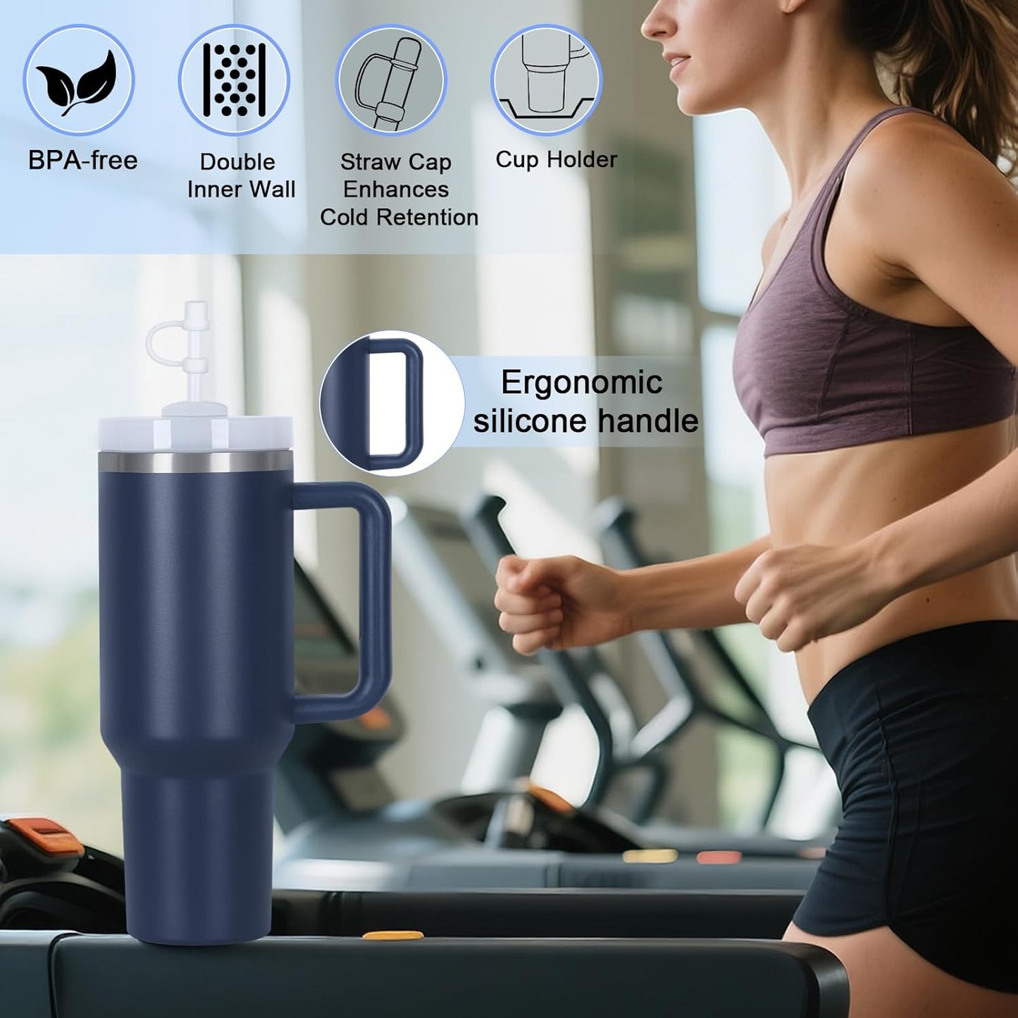 15 Pack 40 Oz Tumbler with Handle and Straw Bulk, 40 Oz Tumbler Stainless Steel Vacuum Insulation Keep Hot and Cold, 40 Oz Travel Coffee Mug with Silicone Spill Proof Stopper Set, Individually Boxed
