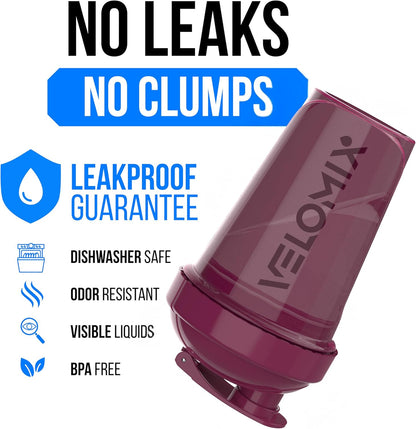 VELOMIX -4 PACK- 20 OZ Protein Shaker Bottle for Protein Mixes - 4x Wire Whisk | Leak Proof Shaker Cups for Protein Shakes | Stackable Protein Shaker Bottle Pack | Dishwasher Safe (Berry Blend)