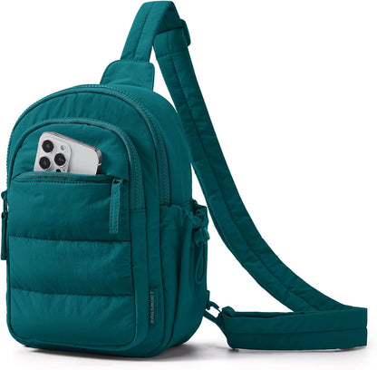 BAGSMART Small Sling Bag for Women, Puffer Crossbody Bag Purses Hobo Handbag Fanny Packs for Travel Hiking