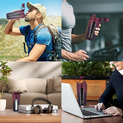 TOOFEEL Shaker Bottles for Protein Mixes 28 oz Stainless Steel Protein Shaker with 2 Mixing Ball, Not Stays Cold/Hot, Visible Window Metal Shaker Cups, Leakproof, BPA Free Bottle Shaker