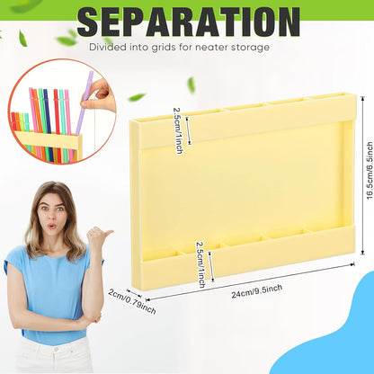 Qinyoung Acrylic Straw Holder for Cabinet Door with Double Sided Adhesive Tape Reusable Straw Organizer Tumbler Storage Kitchen Accessories Container for Counter Cupboard(Classic,Large,Transparent)