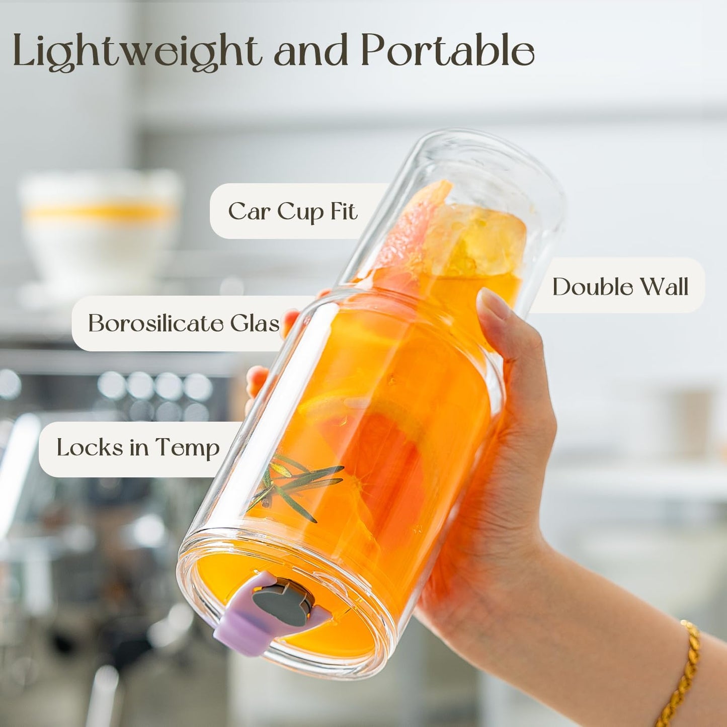 KEMORELA 28 oz Double Wall Glass Tumblers Set of 2, Extra-Wide 13mm Reusable Drinking Straws, Boba Tumbler, Wide-Mouth Water Cups for Iced Coffee, Smoothies, Boba & Tea Lovers (Clear)