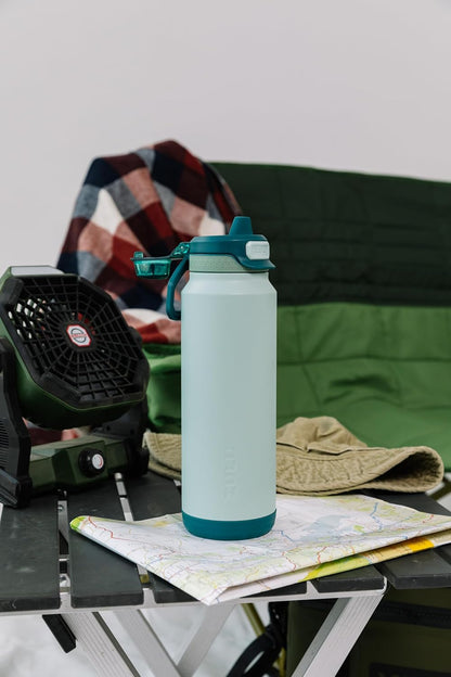 ZULU Powerfill Pro 32oz Stainless Steel Water Bottle with Quick Fill Lid, Triple Walled Vacuum Insulated Metal, Leak Proof Locking Lid, Sip and Chug, Reusable BPA Free, High Tide