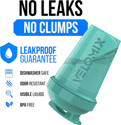 VELOMIX -2 Pack- 20 oz Protein Shaker Bottles for Protein Mixes - 2x Wire Whisk | Leak Proof Shaker Cups for Protein Shakes and Pre Workout | Protein Shaker Bottle Pack (Black/Transparent)