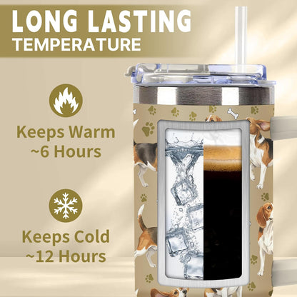 Beagle Gifts for Women Men, 40oz Stainless Steel Insulated Tumbler Travel Cup Mug, Funny and Unique Beagle Gifts for Dog Lover - Colors B