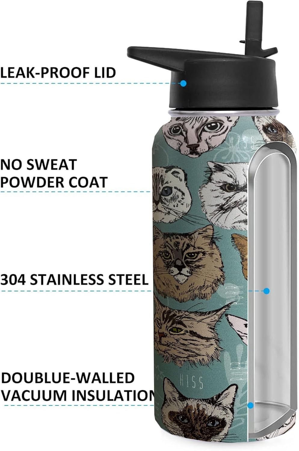 32oz Pickleball Water Bottle Insulated Vacuum Stainless Steel Tumbler Travel Mugs With Straw for Game Sport,Pickleball Accessories