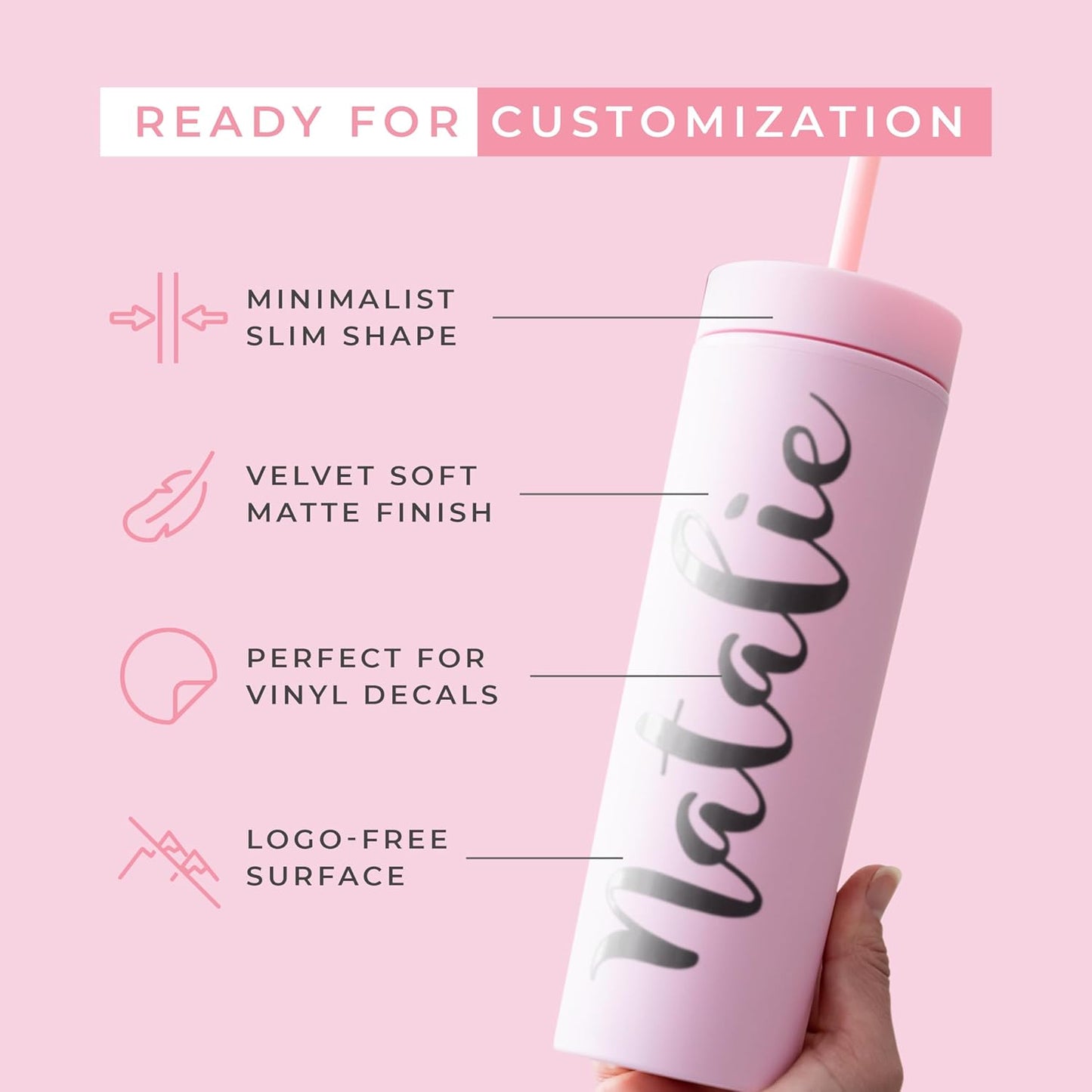 STRATA CUPS Perwinkle Skinny Tumblers with Lids and Straws (4 pack), 16oz Matte Pastel Colored Acrylic Tumblers with Lids and Straws, Double Wall Skinny Tumbler Bulk, Reusable Cup with Straw Cleaner