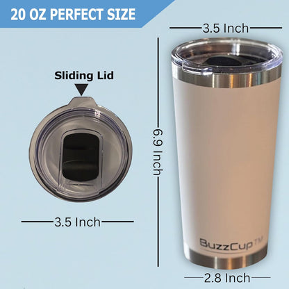 20 oz Stainless Steel Tumbler with Magnetic Slide Lid – Double Wall Insulated Coffee Travel Mug, Leak Proof Iced Coffee Cup, Hot & Cold Tumbler (Black)
