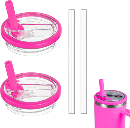 2 Pack 30oz Detachable Flip Straw Lid Replacement for Stanley Quencher H2.0 and ProTourLeak Proof and Dust-Proof Lid,Reusable Tumbler Cover for Stanley Cup (Black, 30oz)