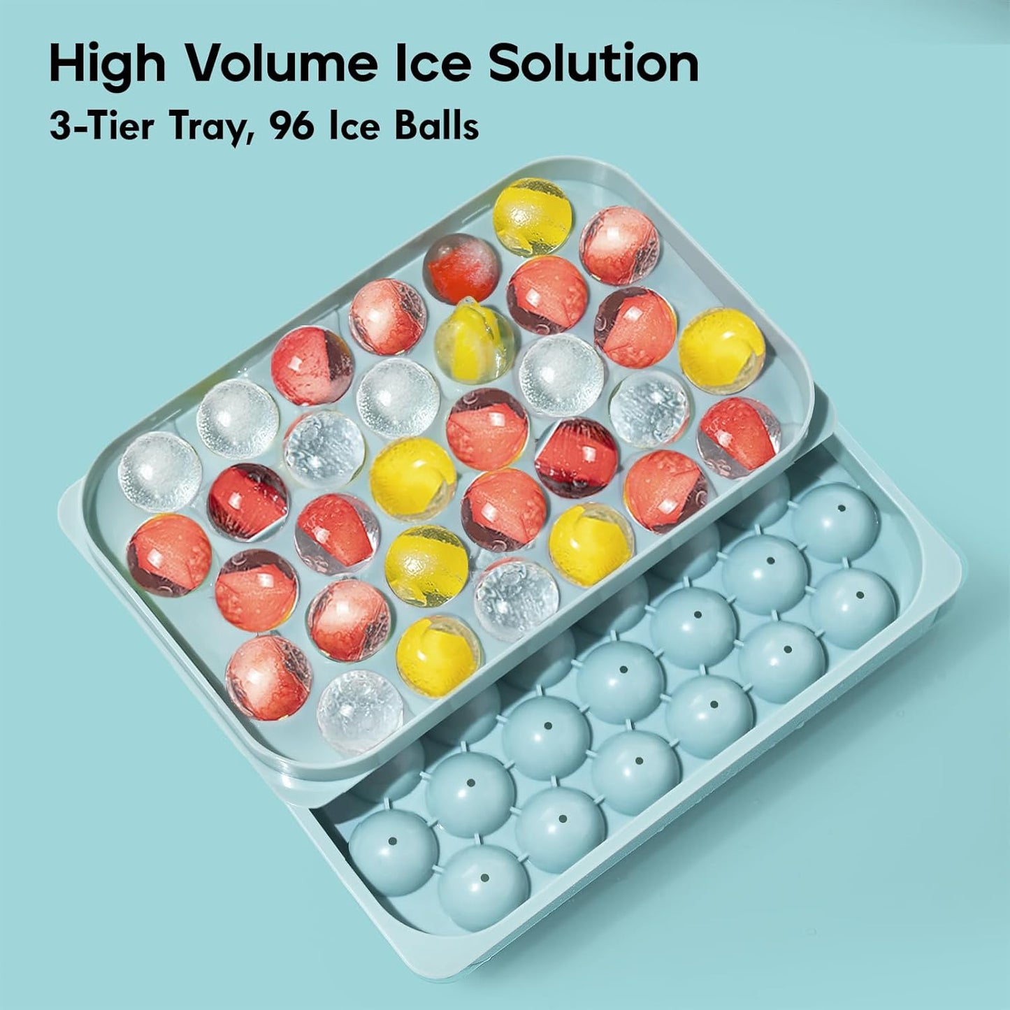 Ice Cube Tray with Lid and Bin – Round Ice Cube Trays for Freezer, BPA-Free Food-Grade Ice Mold, Stackable Ice Ball Maker, Iced Bucket Kits, Circle Ice Tray for Cocktails, Whiskey, Coffee, and Drinks