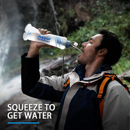 Water Filter Survival - Collapsible Water Bottle with Filter 0.01 Micron Squeeze Filtered Water Bottle 22oz for Hiking Backpacking Camping BPA-Free(White 650ml)
