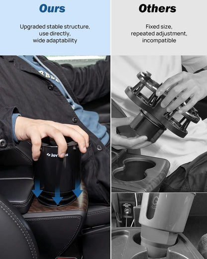JOYTUTUS Large Stable Cup Holder Expander for YETI, Hydro Flask, Hold 18-40 oz Bottles and Mugs, Car Cup Holder Adapter with Adjustable Rubber Base
