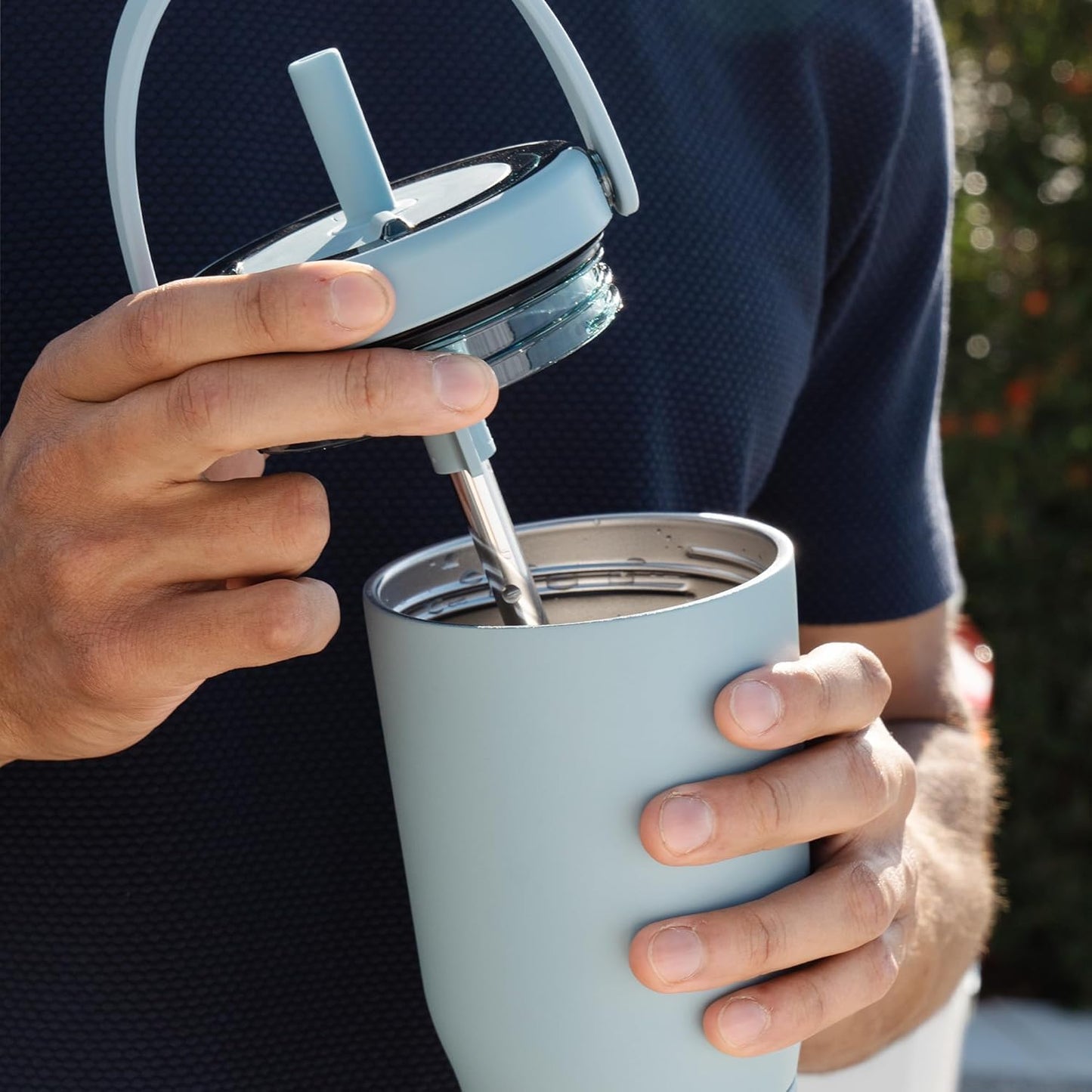 BrüMate Resa 35oz 100% Leakproof Tumbler w/Handle & Straw | Flexible SoftSip Straw | Silicone Sleeve for Durability | Stainless Steel | Cup Holder & Travel Friendly Water Bottle (Java)