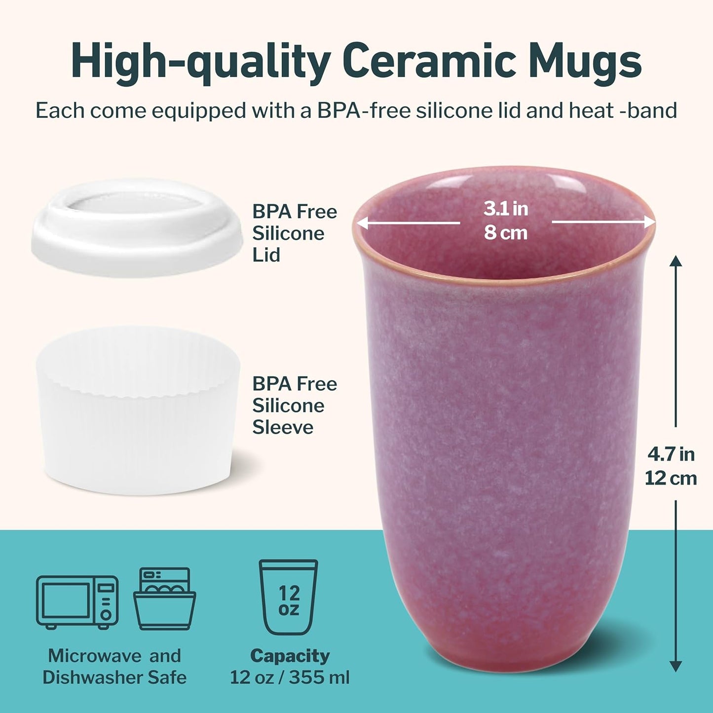 NOVA CERAMICS Coffee Tumbler – Travel Mug - On the Go Coffee Mug – Microwave & Dishwasher Safe Green Coffee Tumbler - Gifts For Women Men Him Her – 16oz – Monsoon