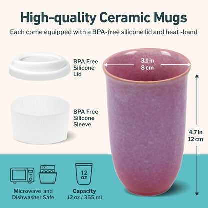 NOVA CERAMICS Coffee Tumbler – Travel Mug - On the Go Coffee Mug – Microwave & Dishwasher Safe Green Coffee Tumbler - Gifts For Women Men Him Her – 16oz – Monsoon
