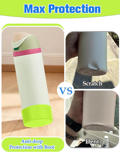 Mity rain 2PCS Silicone Boot for Owala Water Bottle 24 oz 32 oz, Anti-Slip Protective Sleeve Bottom Bumper Protector for FreeSip Stainless Steel Water Bottles Accessories