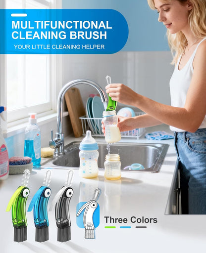 3 in 1 Cup Lid Cleaning Brush 3 PCS - Home Kitchen Multifunctional Cleaning Brush Set, Gap Cleaner Brushs and Portable Travel Bottle Lid Cleaner Tools (Multicolor)