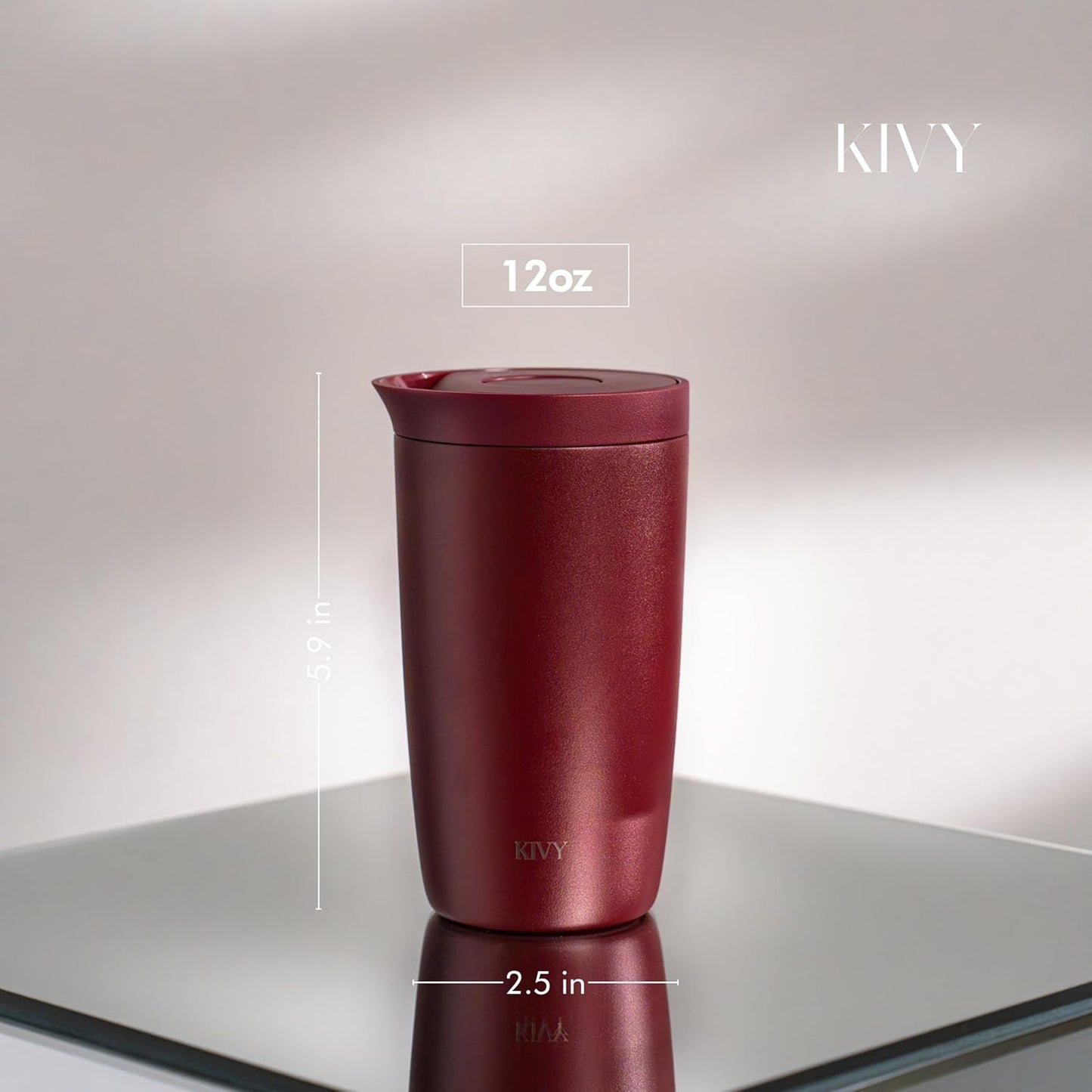 KIVY Travel Coffee Mug Tumbler [24h Cold | 6h Hot] Insulated Coffee Tumbler Stainless Steel - Leak Proof Coffee Travel Mug - 12oz Insulated cup to go for hot & cold drinks - Cups for Women & Men