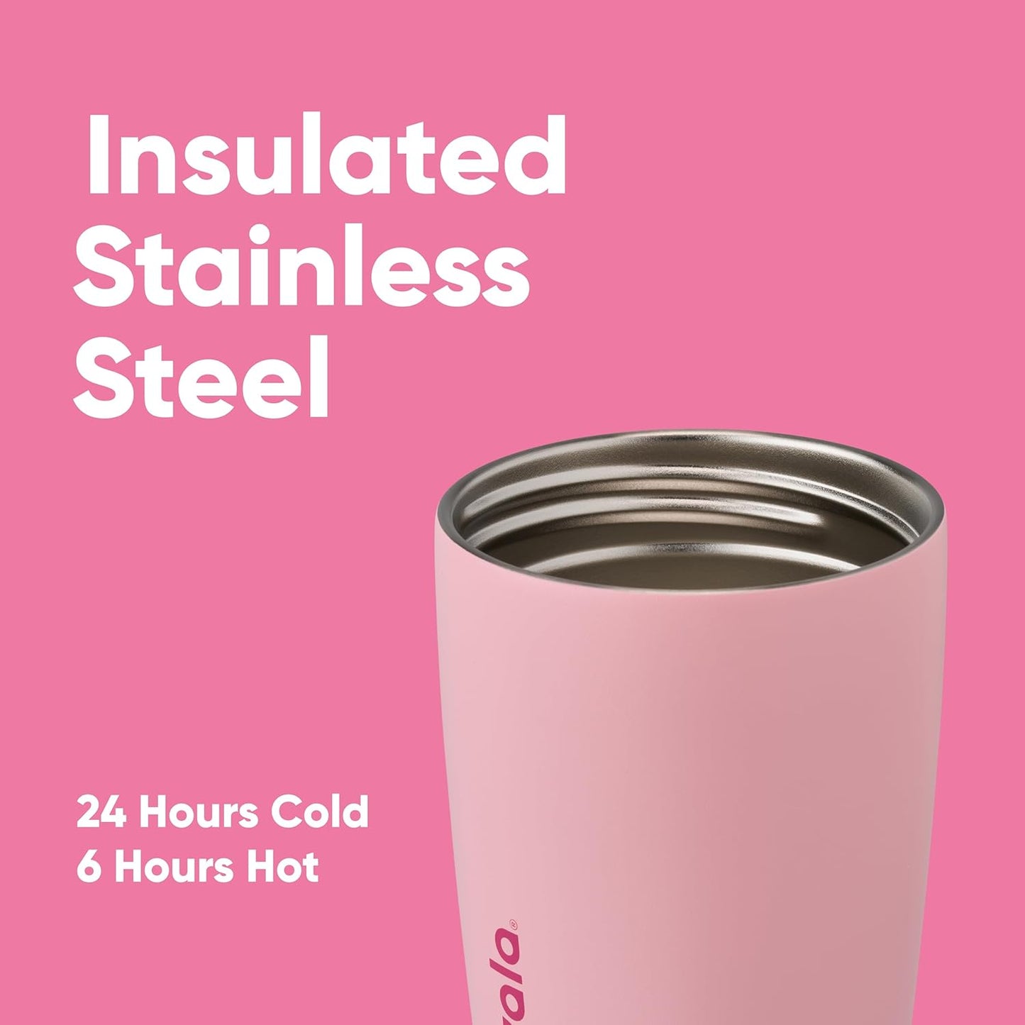Owala SmoothSip Slider Insulated Stainless Steel Coffee Tumbler, Reusable Iced Coffee Cup, Hot Coffee Travel Mug, BPA Free 20 oz, Grey/Blue (High Dive)