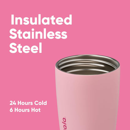 Owala SmoothSip Slider Insulated Stainless Steel Coffee Tumbler, Reusable Iced Coffee Cup, Hot Coffee Travel Mug, BPA Free 20 oz, Grey/Blue (High Dive)