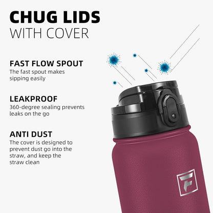 Fanhaw 20 oz Insulated Stainless Steel Water Bottle with Anti-Dust Chug Lid, Leakproof Vacuum Metal Everyday Use Bottle for Kids, Teens & Adults, Back to School Essentials (Green Blue)