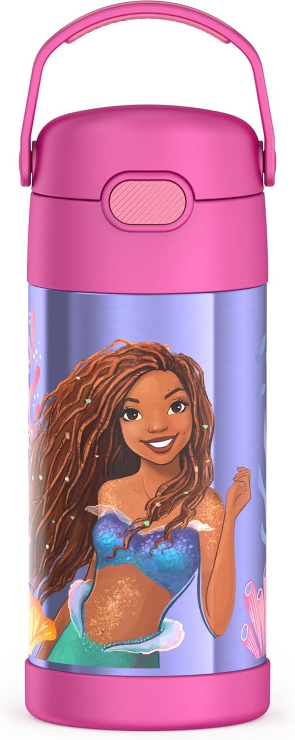 THERMOS FUNTAINER Water Bottle with Straw - 12 Ounce - Kids Stainless Steel Vacuum Insulated Water Bottle with Lid, Bluey - Colors A
